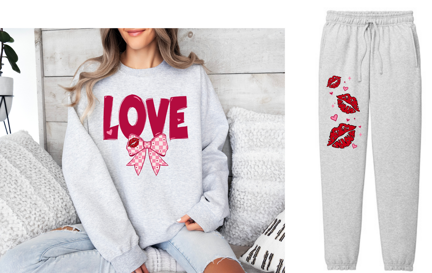 Love with Bow Sweatshirt with jogger pants option