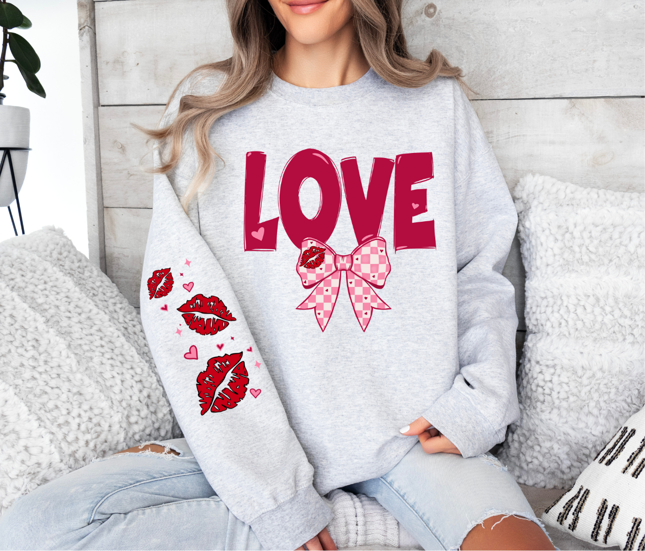 Love with Bow Sweatshirt with jogger pants option