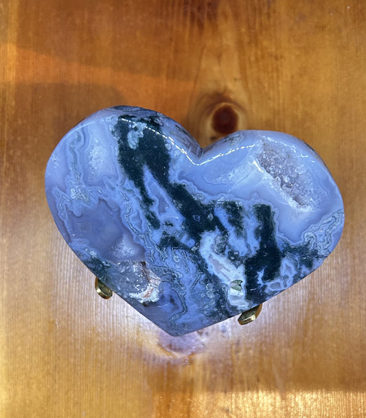 LARGE MOSS AGATE HEART